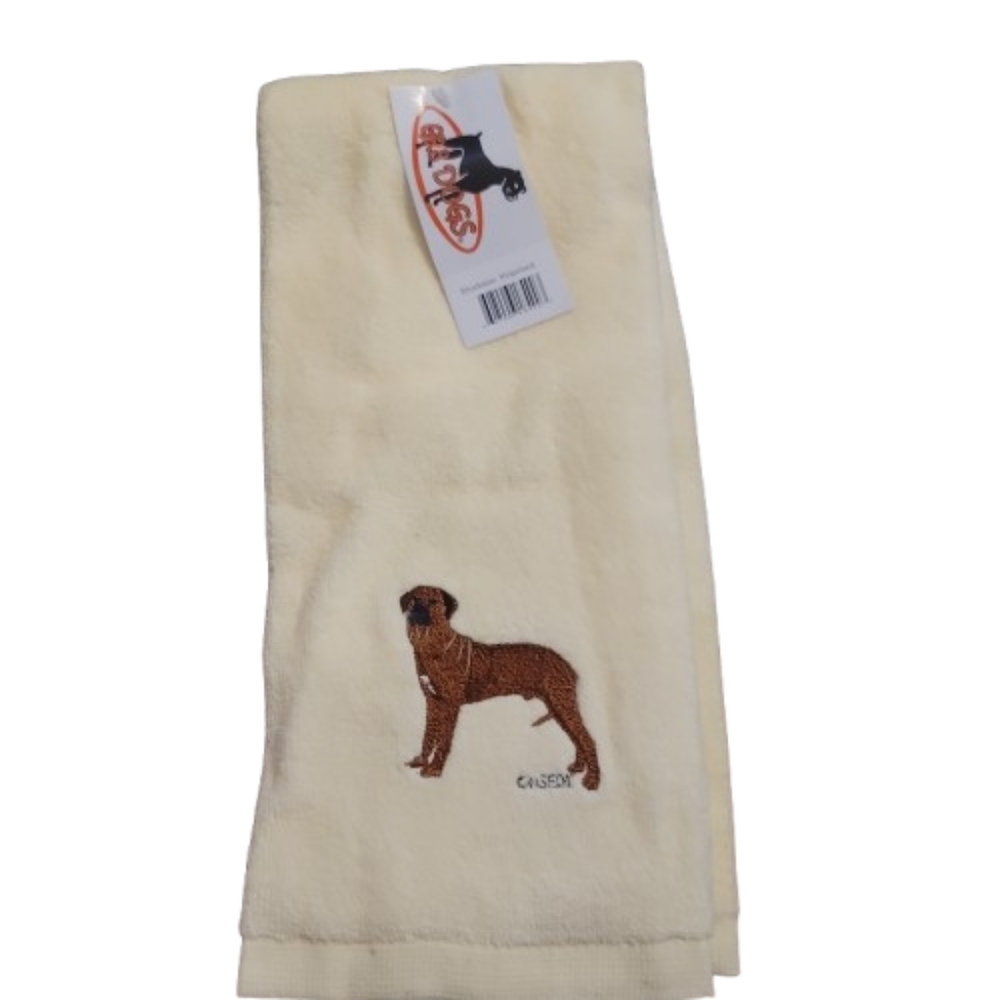 RHADESIAN RIDGEBACK hand towel Embroidered Dog towel cream